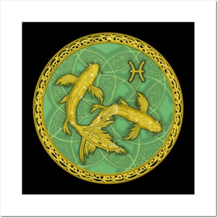 Zodiac Pisces Green Posters and Art